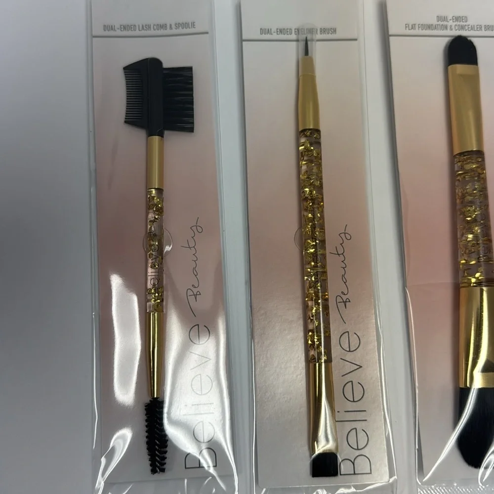 Believe beauty set of four new dual end makeup brushes brow, eyeliner eyeshadow